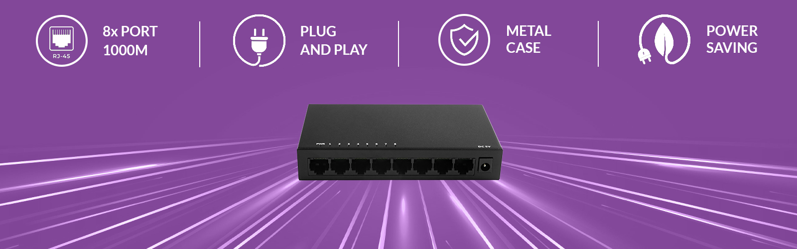 Switch Ethernet, Spacetronik switch, 8 portowy switch, Gigabit switch, switch do biura, switch do domu, szybki switch, sieciowy przełącznik, przełącznik Ethernet, 10/100/1000M switch, VLAN switch, Plug&Play switch, wytrzymały switch, metalowa obudowa switcha, switch z automatyczną negoc

jacją, przełącznik z LED wskaźnikami, przełącznik z certyfikatami CE, przełącznik z certyfikatami FCC, przełącznik z certyfikatami RoHS, switch z funkcją Loop alarm, inteligentny switch, switch sieciowy, switch z