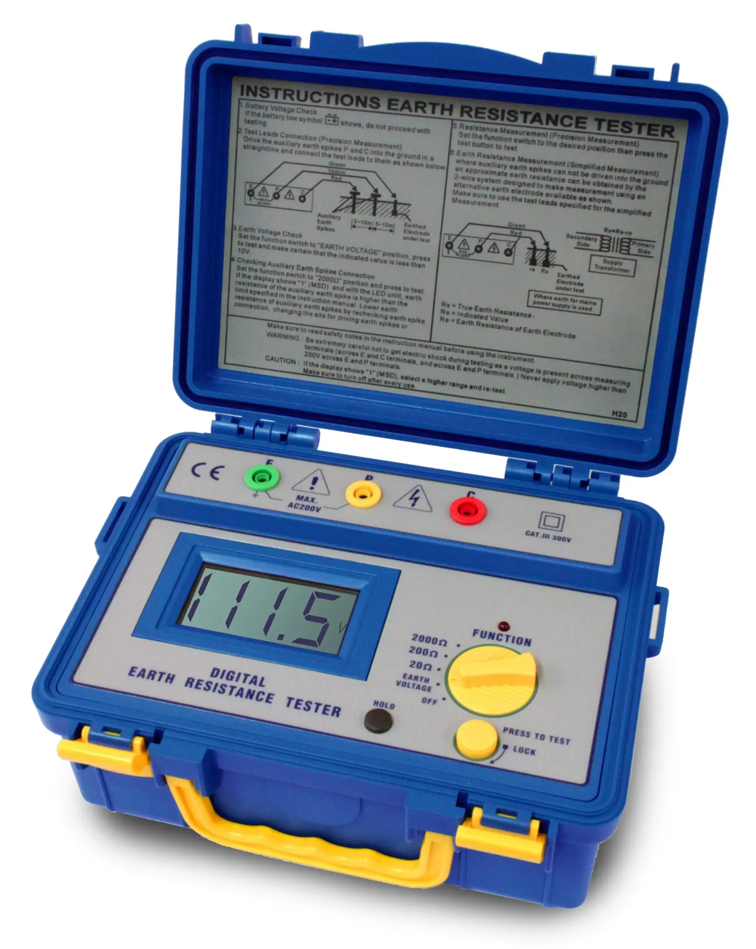 Tester rezystancji uziemienia 2kOhm, 200V PeakTech 1115