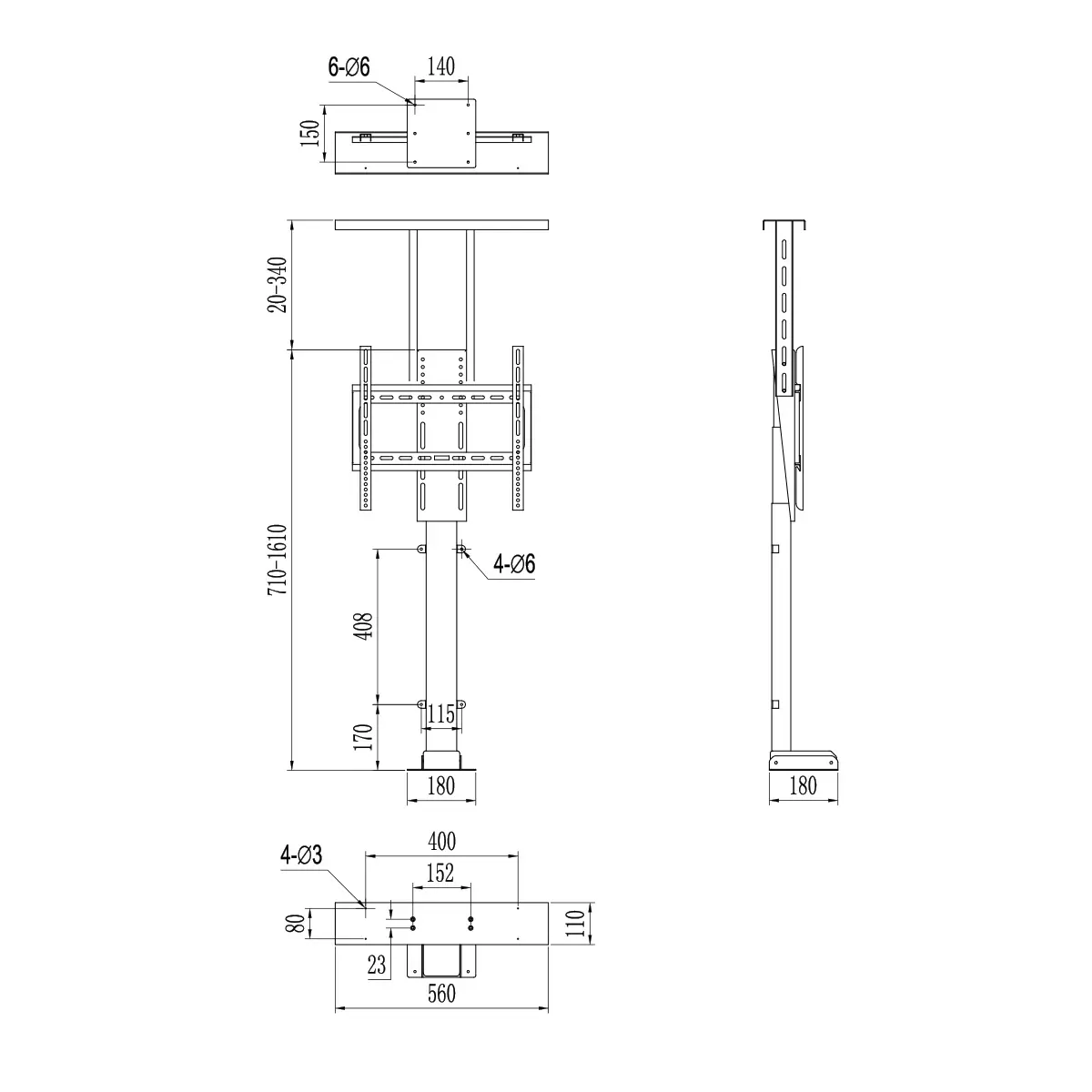 Elektryczny stelaż do tv chowany w szafce Spacetronik SPE-T13 (42\'\' - 70\'\', 50 kg)