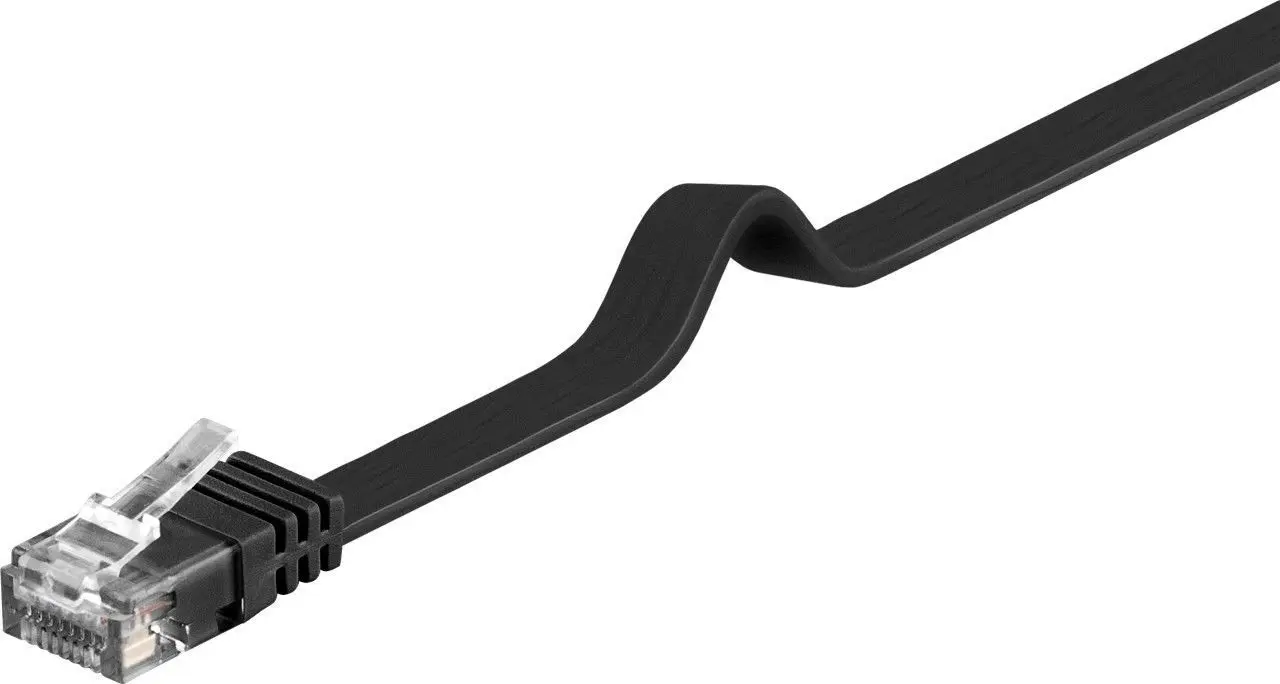 Kabel LAN Patchcord CAT 6 U/UTP PŁASKI czarny 0,5m