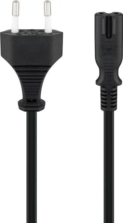 Kabel zasilający C7 ÓSEMKA 2-pin PROSTY Goobay czarny 5m