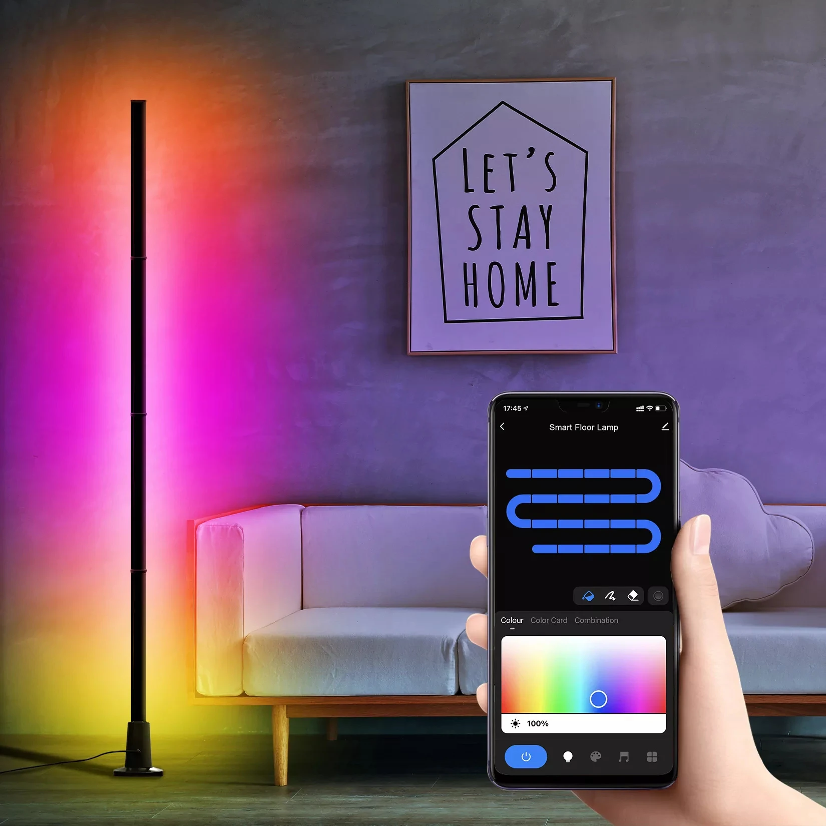 Lampa podłogowa LED RGB WIFI 3-segmentowa 120 cm GLOW Corner