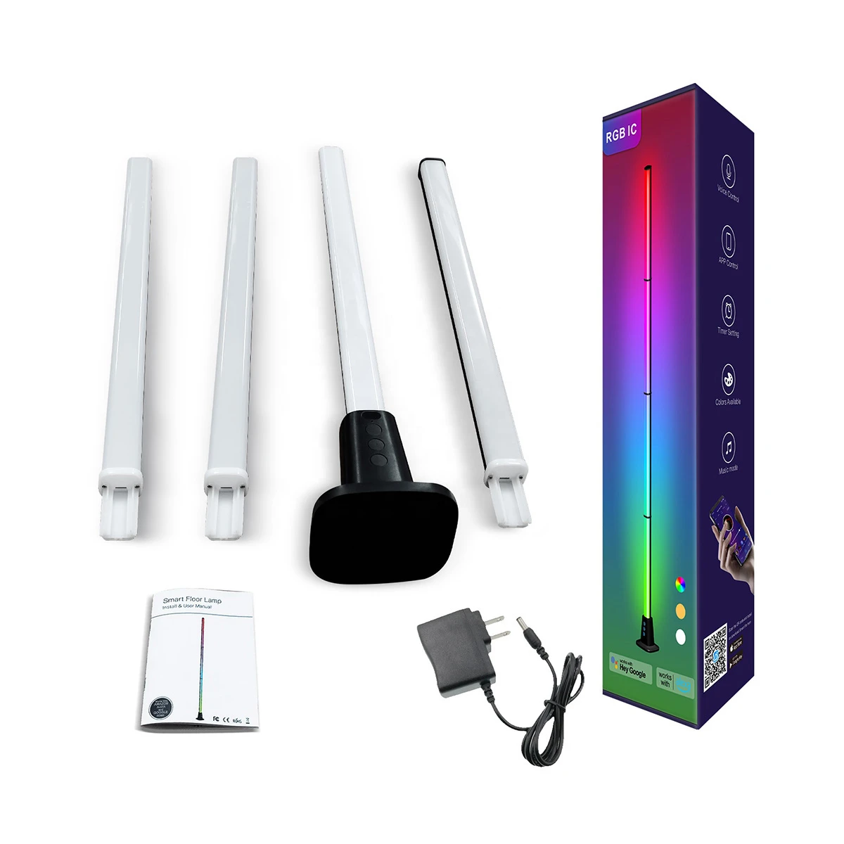 Lampa podłogowa LED RGB WIFI 3-segmentowa 120 cm GLOW Corner
