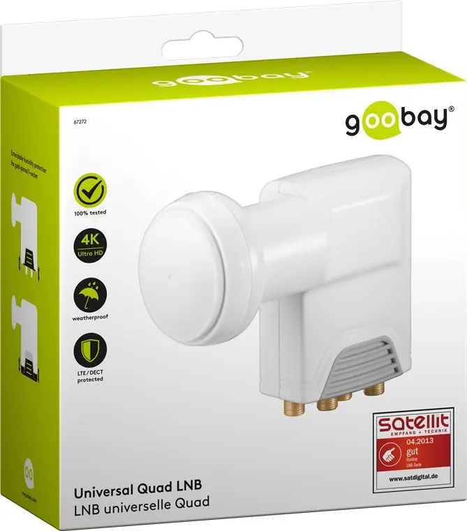 LNB Quad Konwerter satelitarny Goobay 0,1dB (do czterech odbiorników)