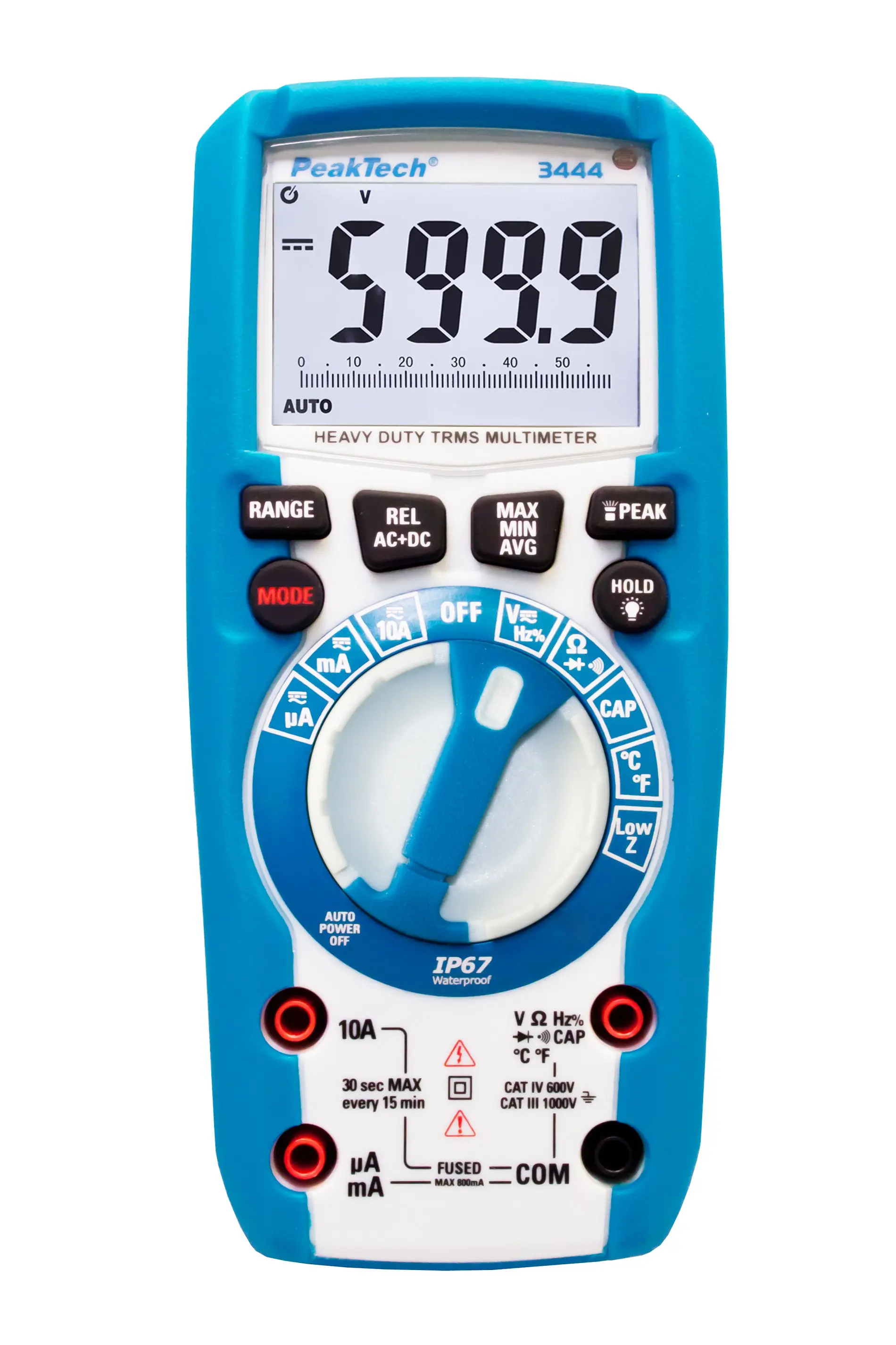 Multimetr cyfrowy z LCD i pomiarem TrueRMS IP67 PeakTech 3444
