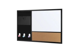 Tablica magnetyczna combo OUTLET do notatek suchościeralna + korkowa 900x600 mm z 3 uchwytami i teczką na dokumenty