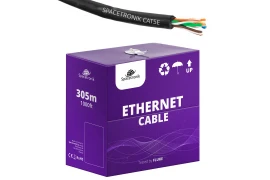 Skrętka kabel LAN zewnętrzny CAT5e U/UTP CU 0.46mm AWG 24/1 PE Spacetronik 305m
