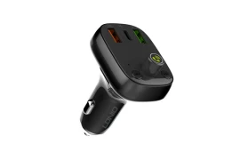 Szybka ładowarka samochodowa 36W Transmiter FM Bluetooth 5.0 LDNIO C704Q Czarna