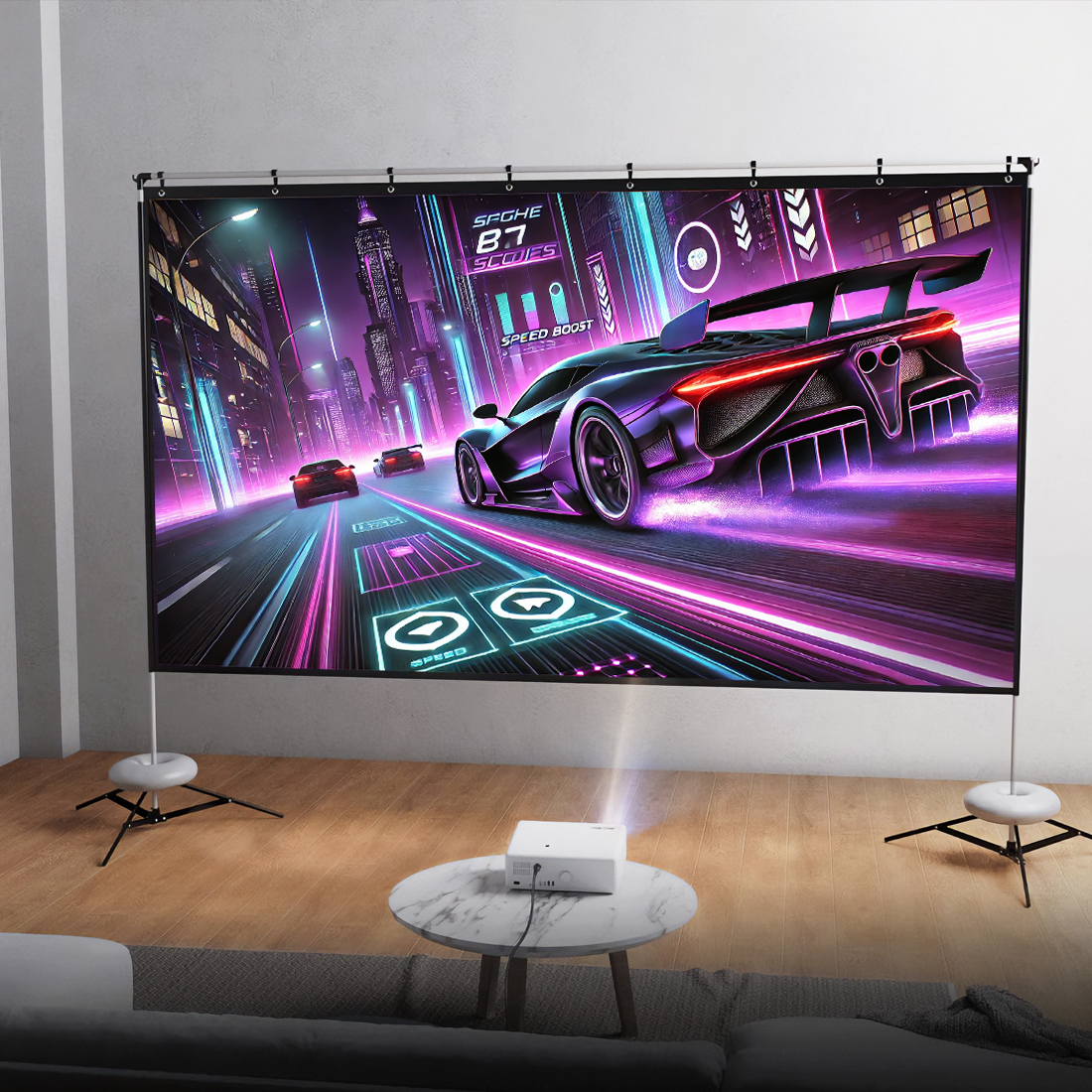Ekran projekcyjny, przenośny ekran, kino domowe, projektor, projekcja, kino na podwórku, zewnętrzne kino domowe, Spacetronik, 120 cali, przenośny ekran projekcyjny, najlepszy ekran projekcyjny, kino na świeżym powietrzu, seanse filmowe, prezentacje biznesowe