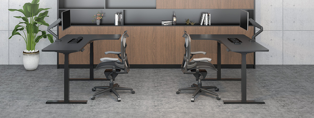 Ergonomiczne biurko regulowane narożne Spacetronik SPE-243LW