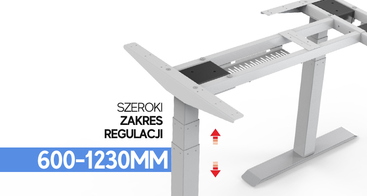 Zakres regulacji elektrycznego stelaża Spacetronik SPE-303L