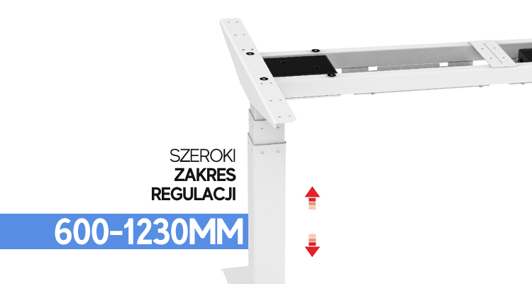 Spacetronik SPE-303V - zakres regulacji elektrycznego stelaża elektrycznego