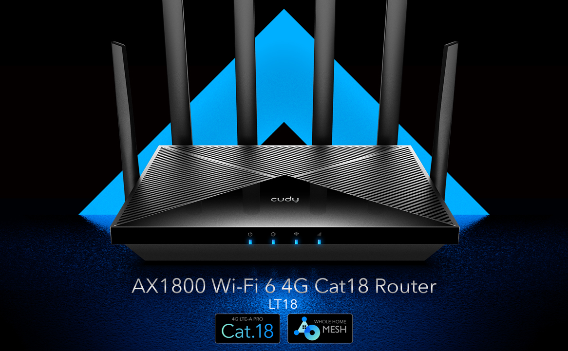 Router WiFi 6 AX1800 CAT18 SIM WAN Cudy LT18 4G LTE Agregacja 5 pasm Open WRT