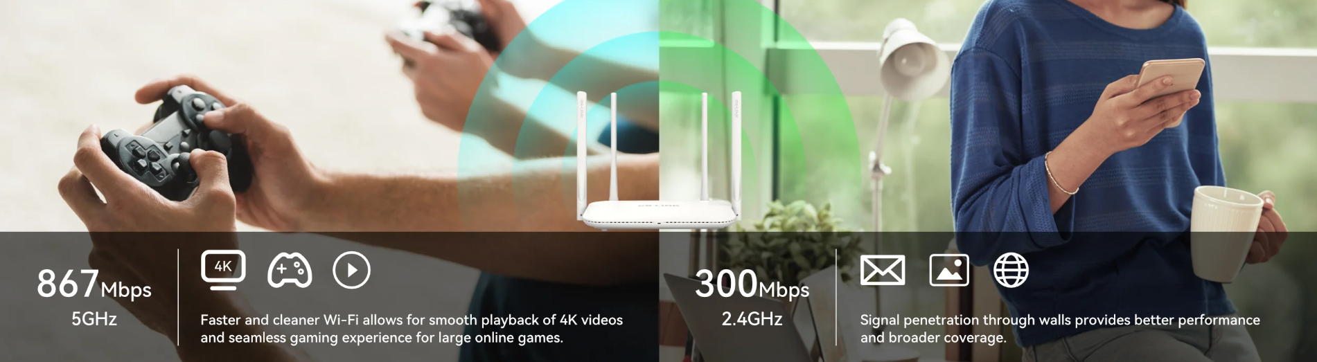 Router WIFI 5GHz BL-WR1300H w kolorze białym z czterema antenami