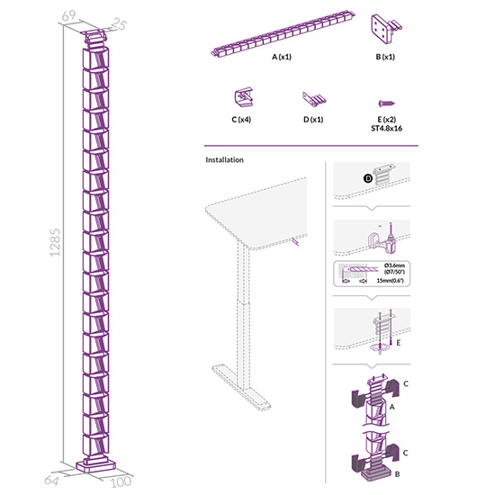 organizer kablowy Spacetronik SPK-130 schemat
