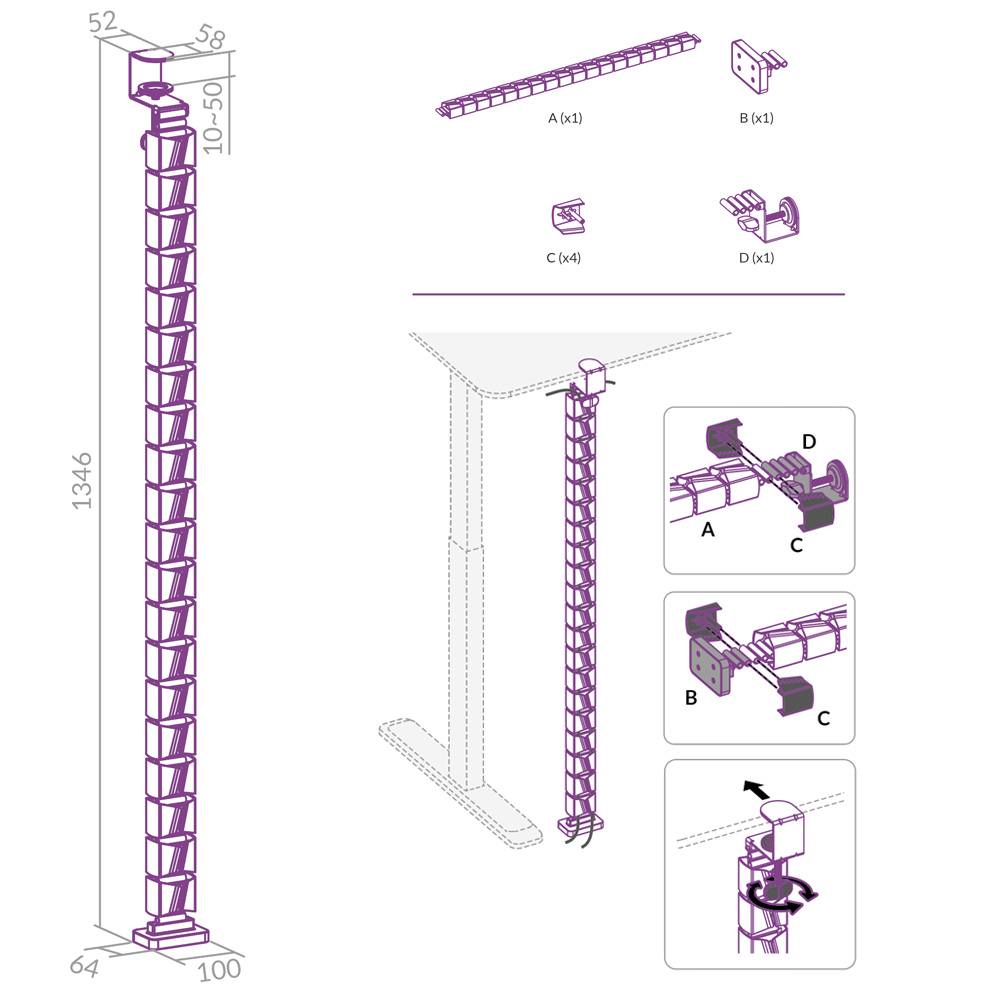 organizer kablowy Spacetronik SPK-131 schemat