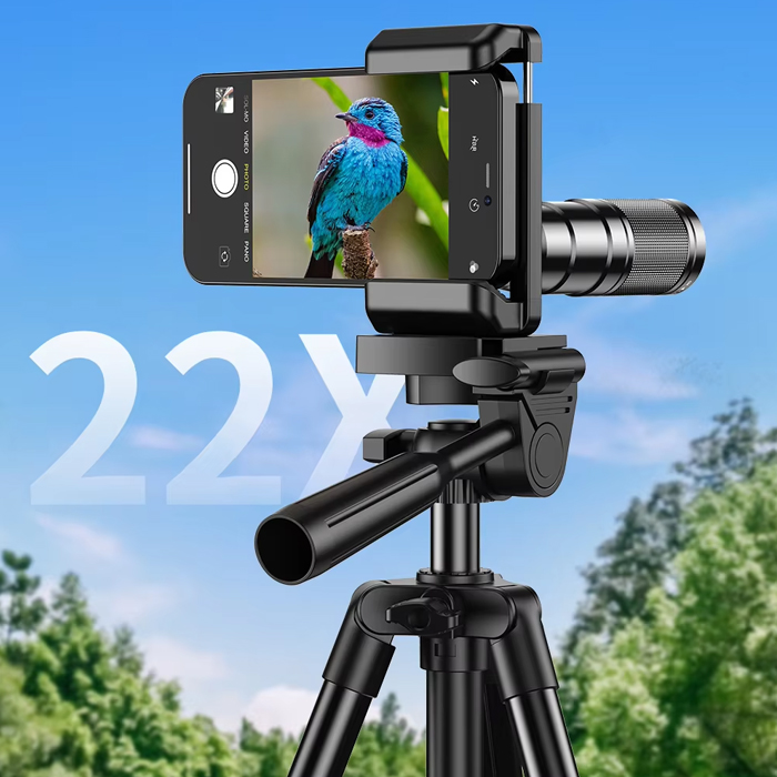teleobiektyw do telefonu, zoom 22x, Apexel APL-22XCR50, teleobiektyw ze statywem, fotografia mobilna, smartfonowy obiektyw, zoom optyczny, zdjęcia krajobrazowe, uchwyt uniwersalny, statyw aluminiowy
