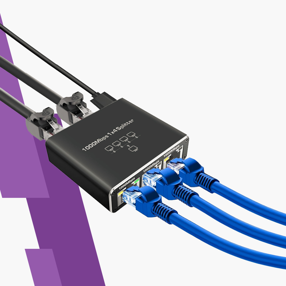 Rozdzielacz Ethernet RJ45 1 do 4 Spacetronik SP-SG104, rozgałęźnik RJ45 1000 Mb/s, switch Ethernet 4 porty Spacetronik, bezstratny rozdzielacz RJ45, Spacetronik SP-SG104 gigabit, splitter RJ45 do sieci domowej, rozdzielacz sygnału internetowego, Spacetronik RJ45 1 do 4, rozdzielacz LAN gigabitowy, switch RJ45 Spacetronik 1000 Mb/s