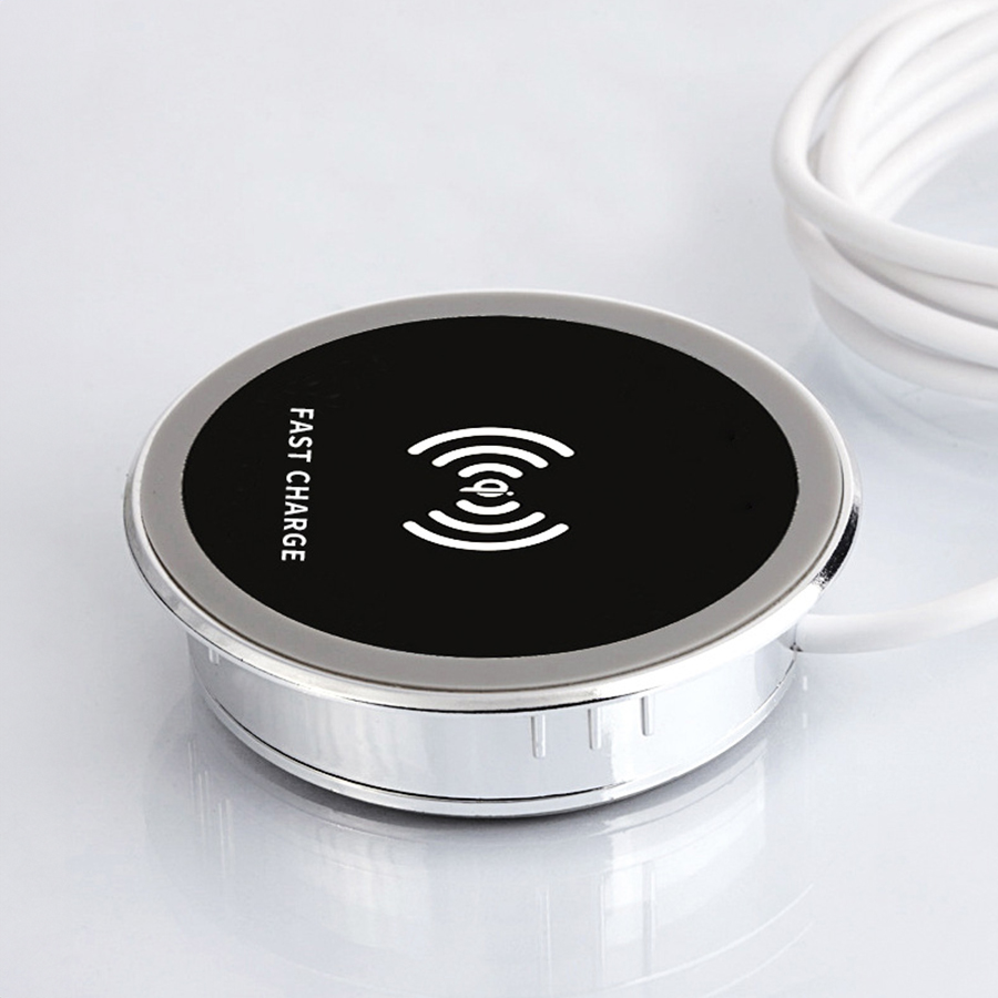 Bezprzewodowa ładowarka indukcyjna Spacetronik SPM-03 montowana w blat stołu z szybkim ładowaniem 15W, wodoodporna, idealna do biura i domu, elegancka ładowarka do telefonu z funkcją ładowania indukcyjnego.