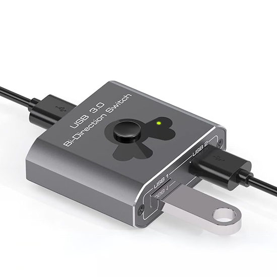Dwukierunkowy switch USB 3.0 SPU-M21 2w1/1w2, przełącznik USB 3.0, szybki transfer danych, kompatybilny z Windows, macOS, Linux, podłączanie dwóch komputerów, dzielenie urządzeń USB, akcesoria komputerowe, przełącznik urządzeń peryferyjnych, switch USB do drukarki, USB 3.0 hub dwukierunkowy