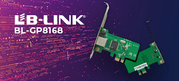 Karta sieciowa PCIe LB-Link BL-GP8168, Gigabit Ethernet 1000 Mbps, adapter sieciowy PCI Express, Wake on LAN, Auto-negocjacja połączenia, karta LAN do gier, szybkie połączenie internetowe, sieć bez lagów