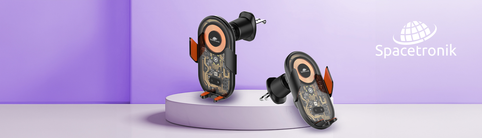 Uchwyt samochodowy SPACETRONIK SR003, uchwyt na telefon z automatycznym zaciskiem, uchwyt samochodowy z ładowaniem bezprzewodowym, uchwyt do telefonu z diodą na podczerwień, uchwyt samochodowy 360 stopni, uchwyt do telefonu SPACETRONIK, automatyczny uchwyt do telefonu, uchwyt na telefon do auta, uchwyt samochodowy z funkcją ładowania, SPACETRONIK SR003 uchwyt