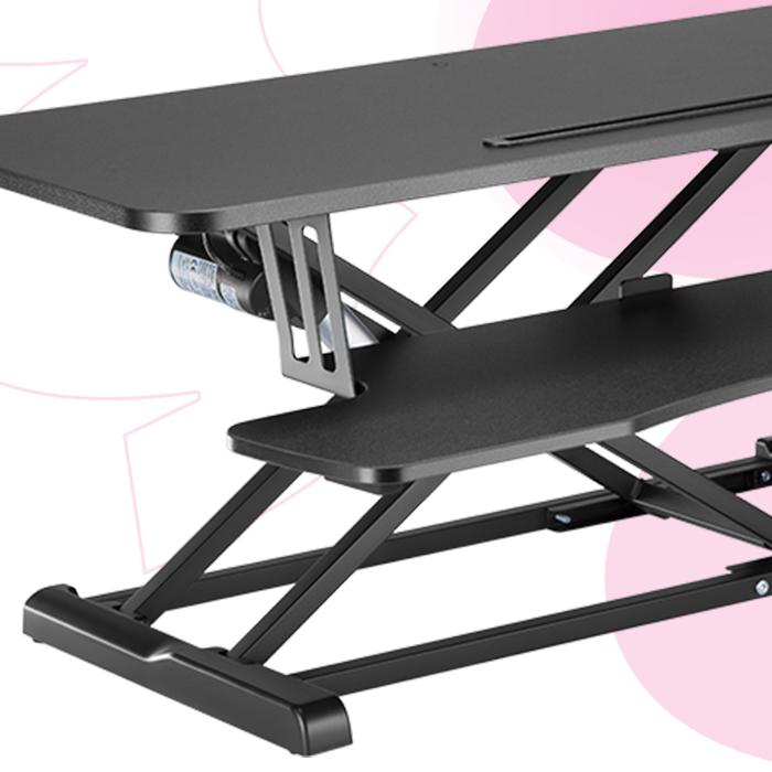 regulowana podstawka do biurka, elektryczna podstawka do monitora, converter biurkowy stojący, podnoszona podstawka biurkowa, stanowisko sit-stand, podstawka x-lift czarna, spacetronik SPR137LB, ergonomiczne miejsce pracy