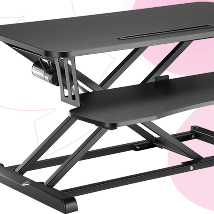 regulowana podstawka do biurka, elektryczna podstawka do monitora, converter biurkowy stojący, podnoszona podstawka biurkowa, stanowisko sit-stand, podstawka x-lift czarna, spacetronik spr137mb, ergonomiczne miejsce pracy
