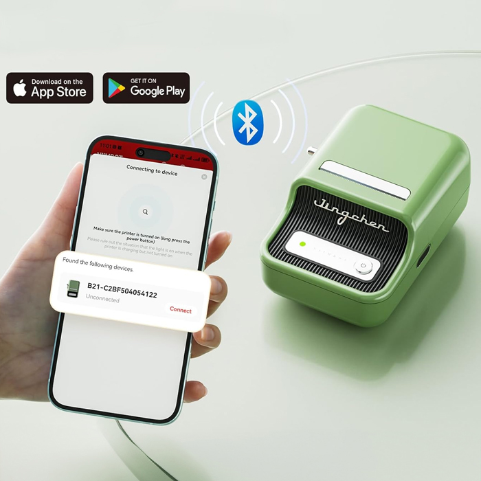 drukarka etykiet Niimbot B21, etykieciarka Bluetooth, mobilna drukarka termiczna, drukarka do etykiet samoprzylepnych, drukarka do kodów kreskowych, etykieciarka do biura, drukarka do przypraw, Niimbot aplikacja do druku