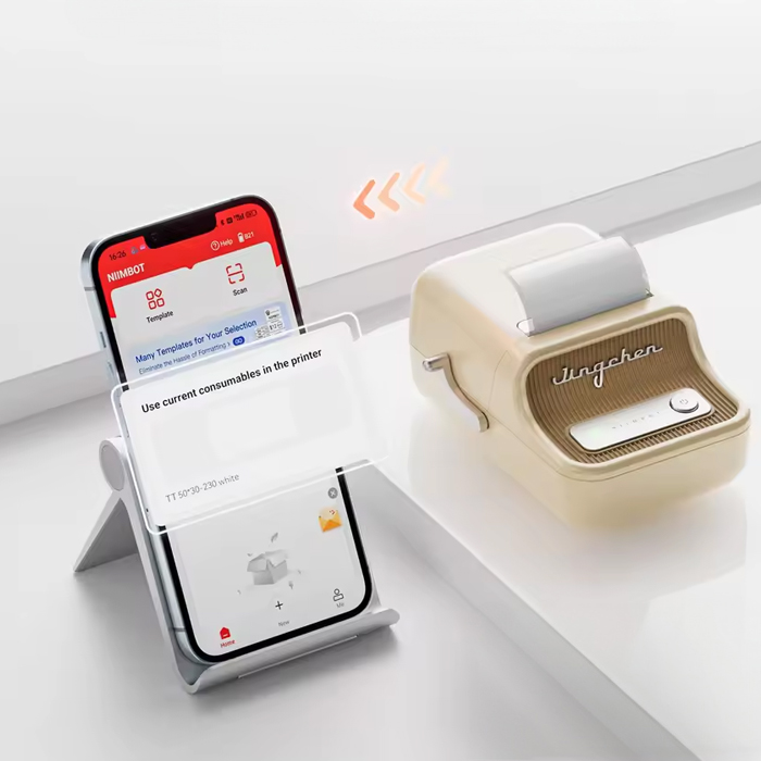 drukarka etykiet Niimbot B21, etykieciarka Bluetooth, mobilna drukarka termiczna, drukarka do etykiet samoprzylepnych, drukarka do kodów kreskowych, etykieciarka do biura, drukarka do przypraw, Niimbot aplikacja do druku