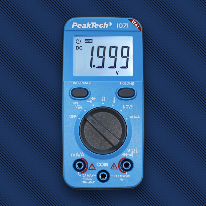 multimetr cyfrowy PeakTech P 1071, miernik napięcia AC/DC, tester prądu 600V, NCV bezdotykowe wykrywanie napięcia, Live Test wykrywanie przewodów, multimetr elektryczny, miernik rezystancji, sprzęt dla elektryków