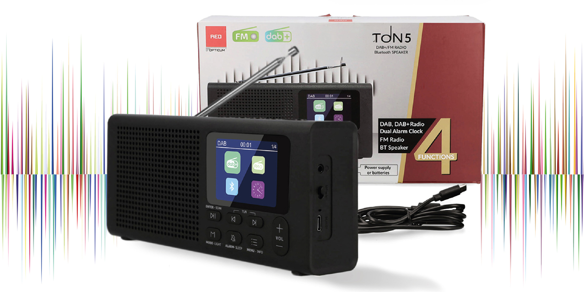 Radio DAB+/FM, Głośnik Bluetooth 5.3, Radio przenośne LCD, Radio Opticum Ton 5, Kompaktowe radio z Bluetooth, Radio cyfrowe z wyświetlaczem, Radio do kuchni i podróży, Radio na baterie i akumulator, Radio z funkcją ulubionych, Radio przenośne białe
