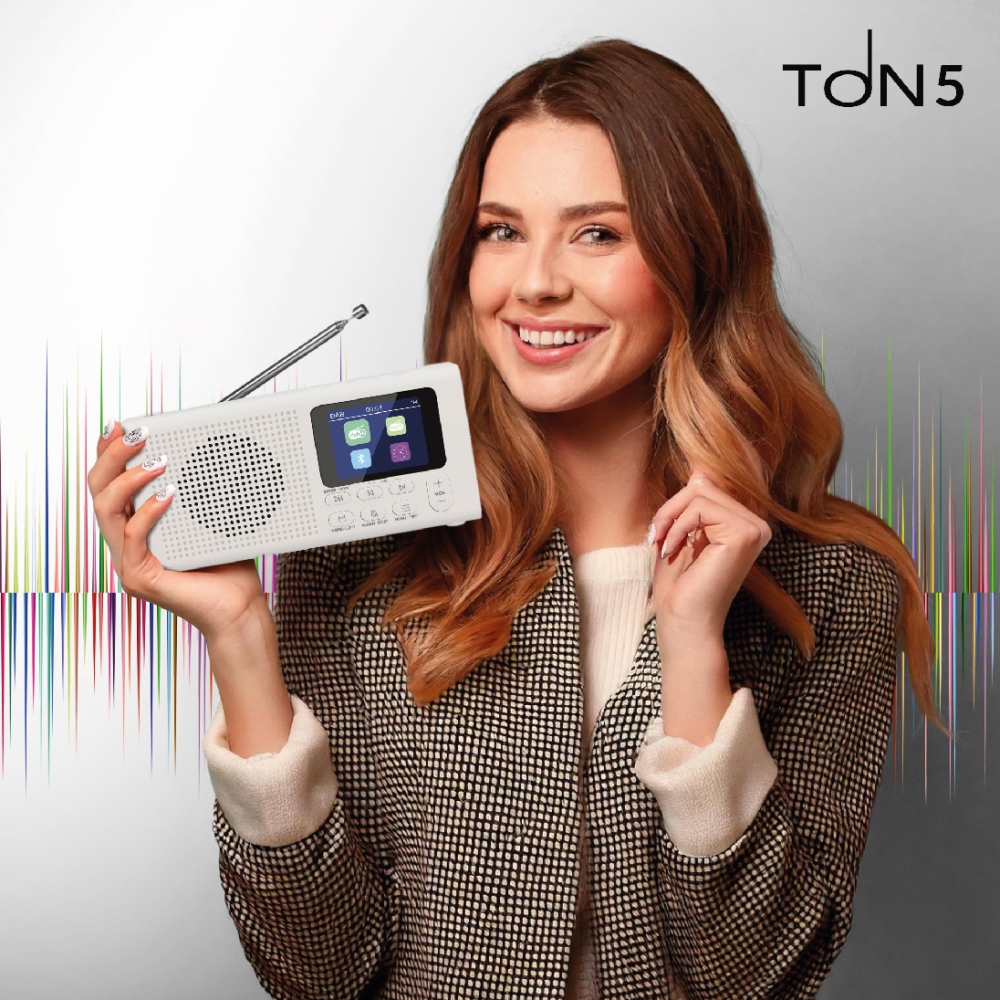 Radio DAB+/FM, Głośnik Bluetooth 5.3, Radio przenośne LCD, Radio Opticum Ton 5, Kompaktowe radio z Bluetooth, Radio cyfrowe z wyświetlaczem, Radio do kuchni i podróży, Radio na baterie i akumulator, Radio z funkcją ulubionych, Radio przenośne białe