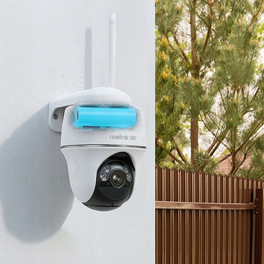 Inteligentna kamera Reolink Argus PT, kamera WiFi 2.4/5GHz, kamera obrotowa, detekcja osób AI, kamera z akumulatorem, noktowizor, monitoring 4K+, kamera z dwustronną komunikacją, kamera z pamięcią lokalną, kamera z panelem solarnym