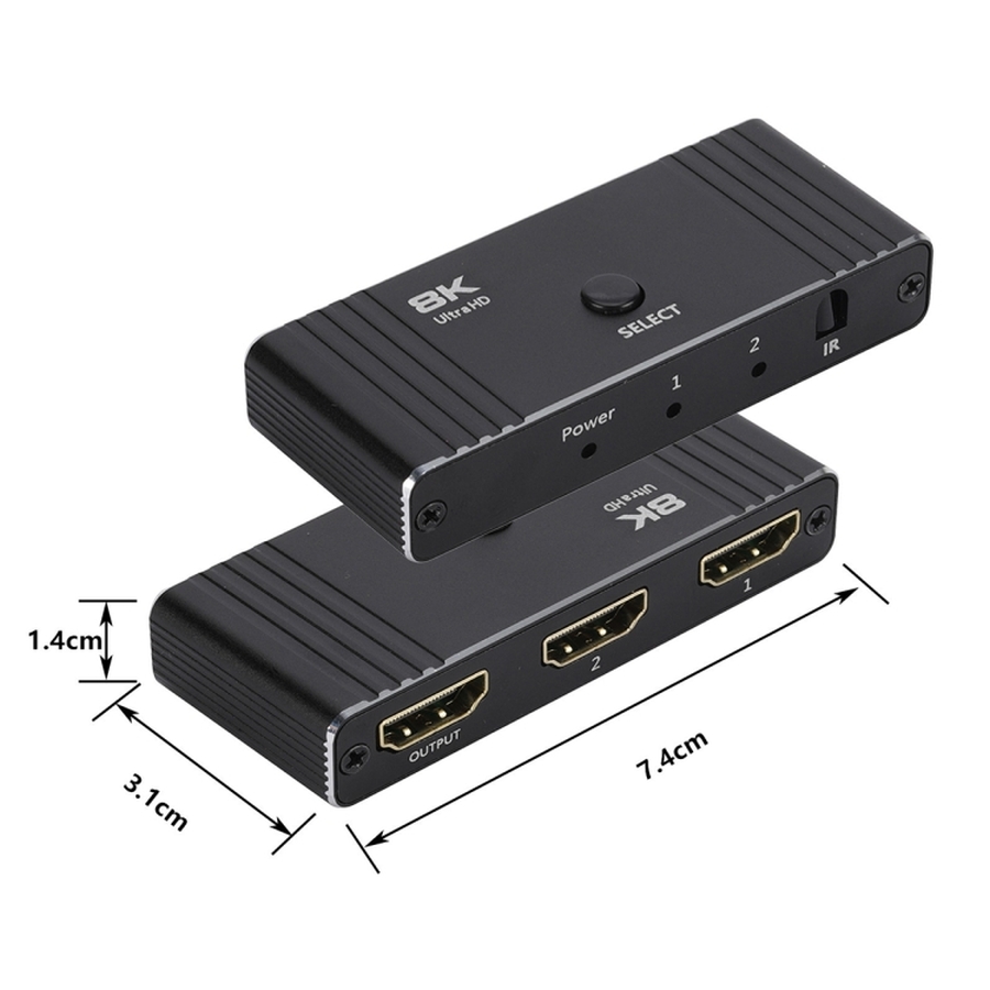 switch HDMI 8K, HDMI 2.1 switch, dwukierunkowy switch HDMI, Spacetronik HDMI-SPH-BID8K01, obsługa HDMI 8K, przełącznik HDMI, kompatybilny ze starszymi HDMI, mały switch HDMI, 4K 120Hz switch, HDMI switch bez zasilania.