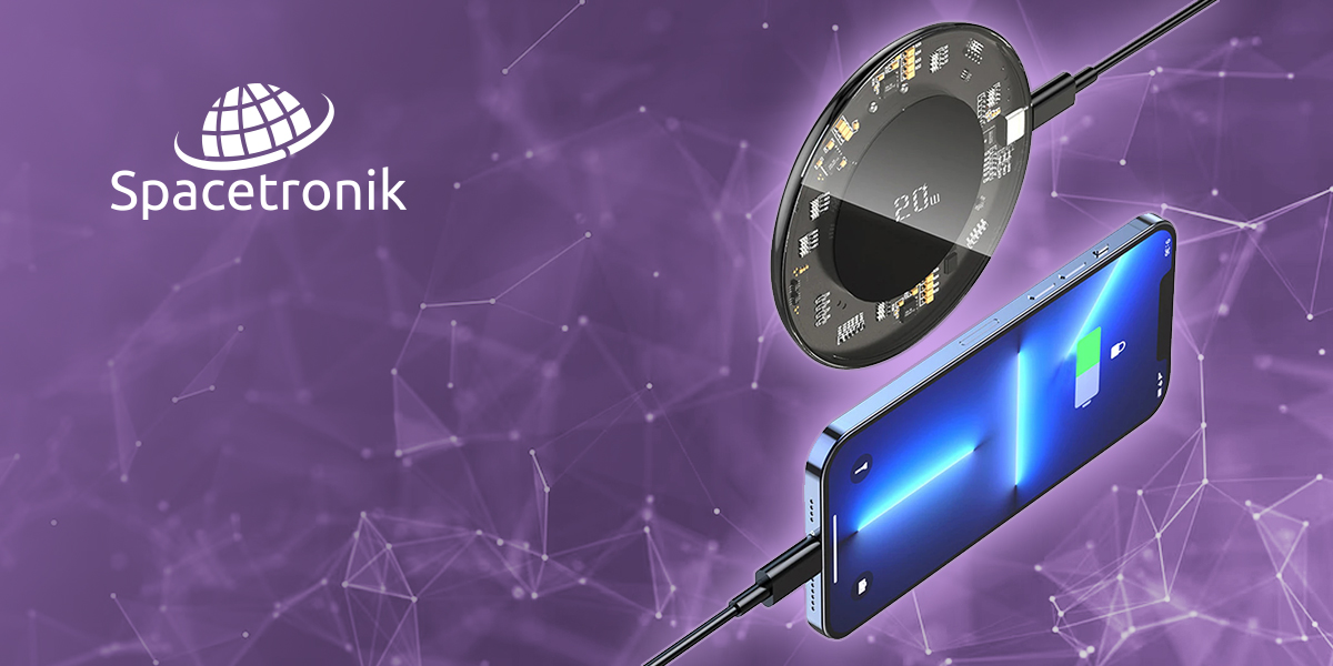 bezprzewodowa ładowarka 20W, szybkoładująca ładowarka indukcyjna, Spacetronik SPM-02B, ładowarka do Android i iOS, USB-C ładowarka bezprzewodowa, ładowanie bez kabli, szybka ładowarka QC, smukła ładowarka 7,3 mm, indukcyjna ładowarka do smartfonów, ładowarka kompatybilna z PD, ładowarka indukcyjna do iphone