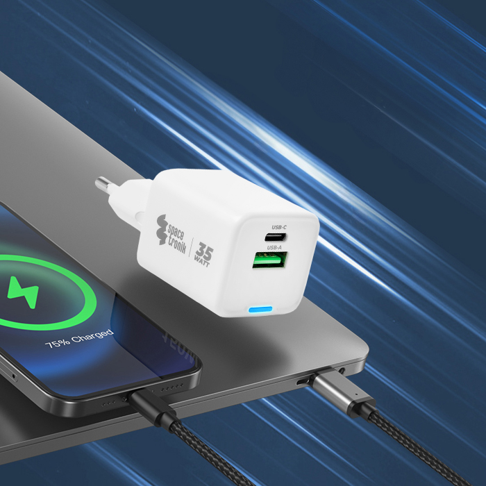 kompaktowa ładowarka usb, mała ładowarka usb-c usb-a, nowoczesna ładowarka, elegancki design ładowarki, stylowa ładowarka usb, ładowarka do biura, ładowarka podróżna, ładowarka do plecaka, ładowarka usb, minimalistyczna ładowarka