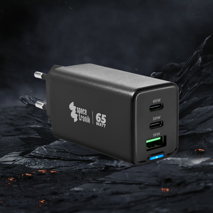 ładowarka trwała, ognioodporna ładowarka, wytrzymała ładowarka, PC+ABS, odporność na temperatury, bezpieczna ładowarka, Spacetronik 65W, mocna ładowarka, długowieczna ładowarka, szybkie ładowanie