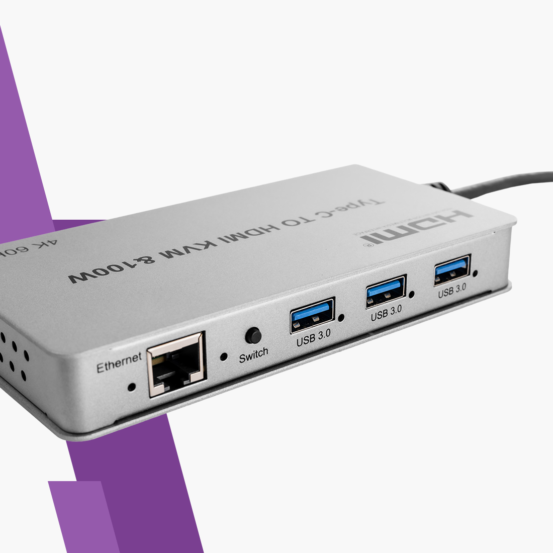 adapter USB-C HDMI 4K 60Hz, multiport USB-C z KVM, koncentrator USB-C z Ethernetem, ładowanie PD 100W, hub USB-C z portami USB 3.0, adapter USB-C do monitora 4K, przejściówka USB-C na HDMI, stacja dokująca USB-C