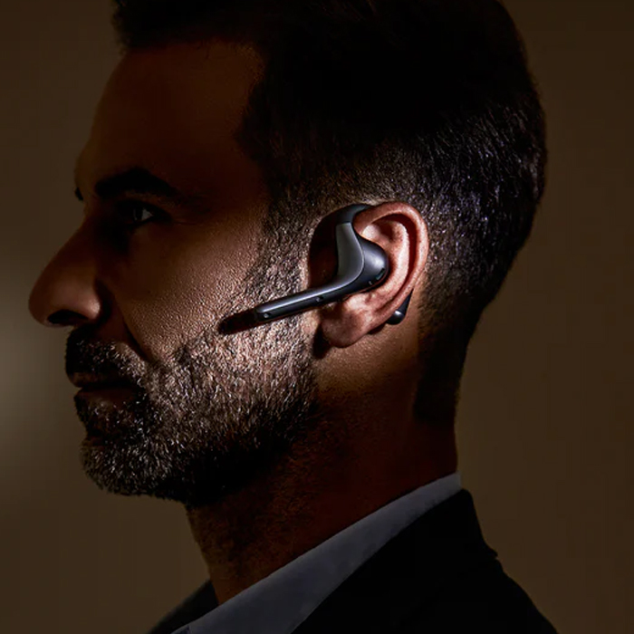 otwarta konstrukcja, słuchawki bez wkładek, higieniczne słuchawki, komfort noszenia, słuchawki bez ucisku, earhook earbuds, tłumaczenie z komfortem, translator do współdzielenia, open-ear słuchawki